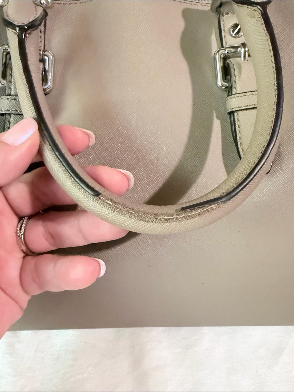 Michael Kors Taupe Saffiano Leather Satchel Bag/Crossbody - Picture 9 of 9